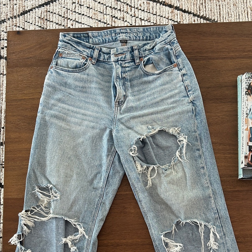 American Eagle Outfitters Ripped Blue Boyfriend Jeans